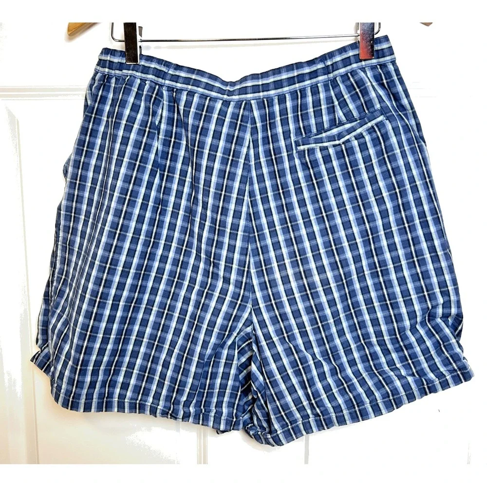 White Stag Plaid Skort Women's‎ 14 Blue Preppy Faux Wrap Skirt Built In Shorts
